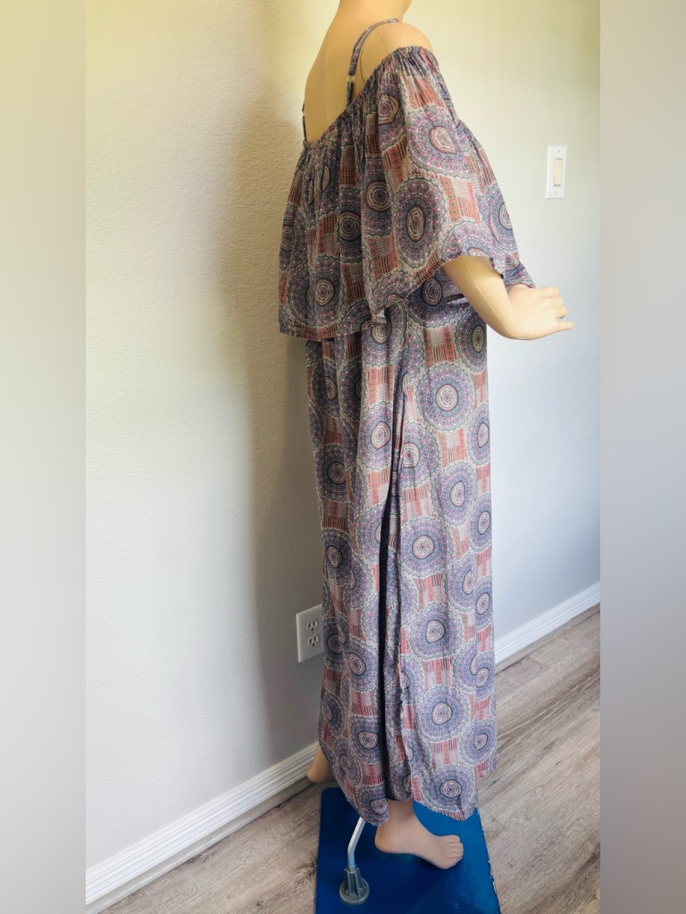 Cost Plus World Market Off-Shoulder Maxi Dress multicolor NWOT - Picture 4 of 14